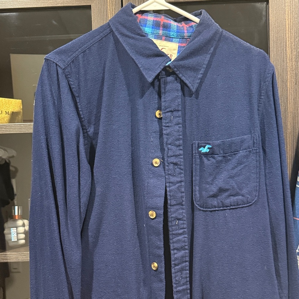Hollister Blue and Red Plaid Shirt